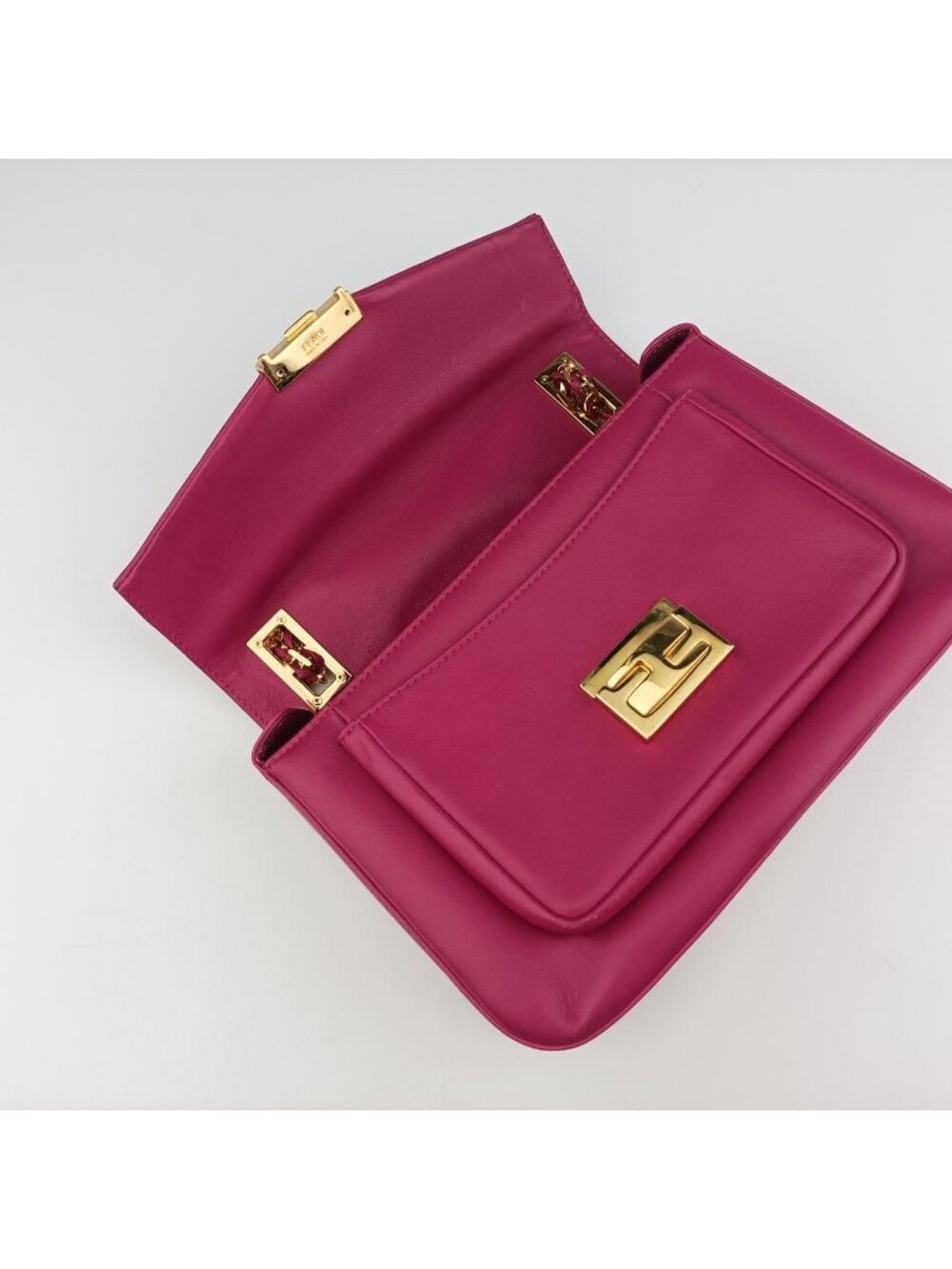 Fendi Be Baguette Rose Red Leather Shoulder - Picture 15 of 15